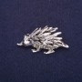 Broche hérisson en strass, couleur blanche, 44 × 24 mm, métal argenté