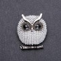 Broche hibou en perles 34×40 mm, métal gris