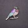 Broche Mésange strass «benzine» 33×33 mm métal gris