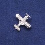 Broche Avion avec strass, métal argenté, 28 × 28 mm