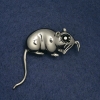 Broche Souris 37×37 mm métal blanc
