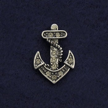Broche à vis «Ancre» 2 cm, métal gris