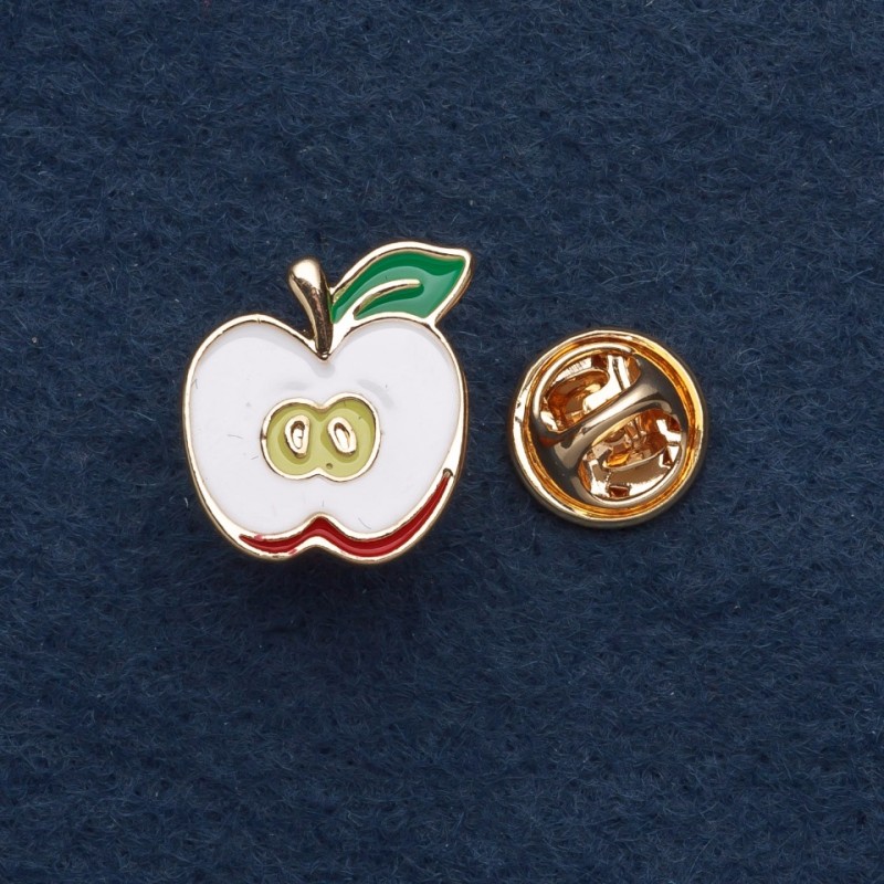Broche pomme à vis, 1,5 × 2 cm, métal jaune