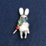 Broche Lapin doré en métal et émail 50 × 26 mm +