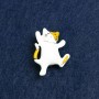 Broche Chaton argenté métal et émail 25x22mm +