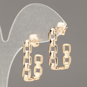 Boucles d'oreilles puces à chaîne Xuping, dorure 18K, épaisseur environ 5,5 mm et longueur 25 mm