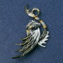 Broche Dragon argenté avec émail et strass noirs 88 × 50 mm +