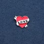 Broche «Cœur» émail rouge et métal couleur or