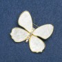 Broche Papillon doré, nacre blanche et strass à effet pétrole, 38 × 45 mm +