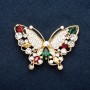 Broche Papillon doré en métal et strass, 58×40 mm +