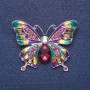 Broche «Papillon» émail violet, couleur argentée, 3,5 × 5 cm