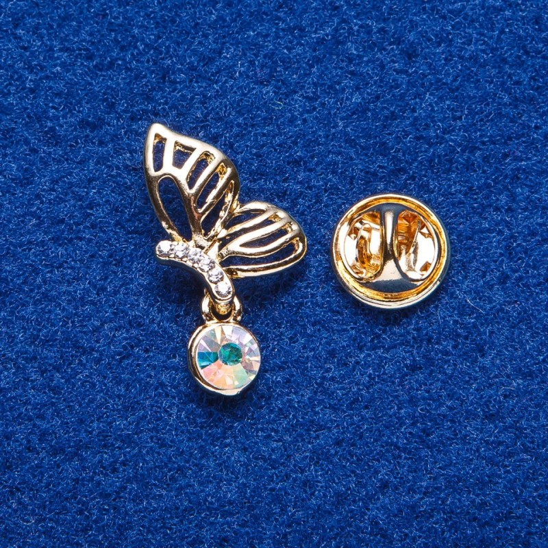 Broche dorée en métal «Papillon» 2,7 × 1,6 cm