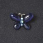 Broche «Papillon» œil-de-chat bleu couleur argent 2 cm