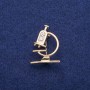 Broche en forme de microscope avec émail et strass, 24×31 mm, métal doré