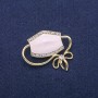 Broche-pendentif Masque émail blanc et strass, métal doré 37×41 mm