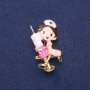 Broche infirmière multicolore émaillée, métal doré, 27 × 44 mm