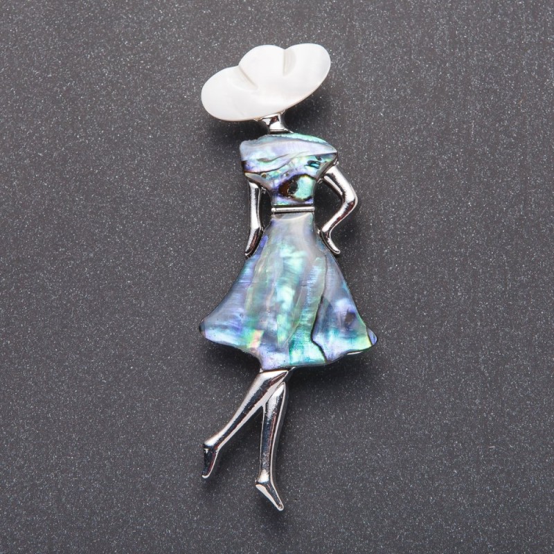 Broche-pendantif Madame Haliotis 8,4 × 3 cm