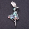 Pendentif-kinesh Madame Haliotis nacre couleur argent, longueur 8,4 cm