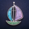 Broche-pendentif Navire avec nacre 62 × 43 mm +