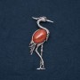 Broche-pendentif Héron en aventurine naturelle « sable doré » 80×30 mm