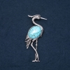 Broche-pendante Héron avec turquoise naturelle 80 × 30 mm