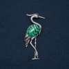Broche-pendantif «Héron» avec malachite naturelle 80×30 mm