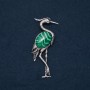 Broche-pendantif «Héron» avec malachite naturelle 80×30 mm