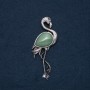 Broche-pendant Flamant en néphrite naturelle 85 × 30 mm
