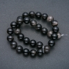 Perles sur fil en obsidienne argentée, boules lisses de 12 mm, longueur 39 cm