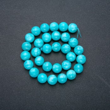 Fil de pierres naturelles d'aigue-marine, billes rondes lisses, diamètre 12 mm, longueur 38 cm +