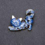 Broche Chaton émail bleu 39×33 mm