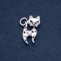 Broche «Chaton» blanc œil-de-chat, couleur argentée, 30×45 mm