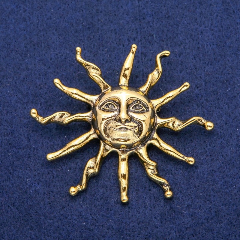 Broche-pendant Soleil 53 × 62 mm, métal doré