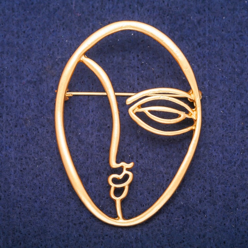 Broche Accent Visage métal doré 43×60 mm