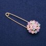 Broche-épingle Hortensia multicolore avec cristaux 29×78 mm, métal doré