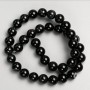 Perles sur fil en pierre naturelle agate noire, bille lisse, diamètre 10 mm ±, longueur 37 cm ±