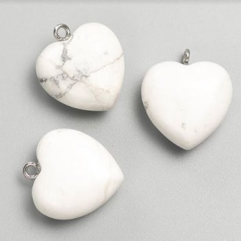 Pendentif Cœur en howlite, diamètre 27×25×10 mm+