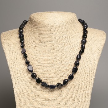 Collier en aventurine bleu sable facetté, diamètre 5×8–10 mm, longueur 50 cm