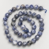Perles en sodalite naturelle, boules facettées sur fil, diamètre 8 mm ±, longueur 38 cm ±