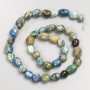 Perles de chrysocolle et sodalite, galutage sur fil, diamètre 8–10 mm ±, longueur 40 cm ±