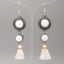 Boucles d'oreilles en nacre, diamètre 19,5 mm et 12 mm, longueur 8,5 cm +