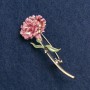 Broche «Fleur Œillet» émaillée rose, métal doré 59×24 mm