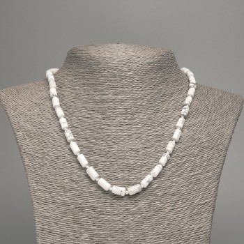 Collier en howlite naturelle, pierre naturelle lisse cylindrique, diamètre 10 × 6 mm, longueur d'environ 49 cm
