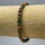 Bracelet en jaspe, héliotrope et unakite, pierres naturelles, perles cubiques facettées, diamètre 5 mm ±, longueur 18 cm (élastique)