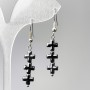 Boucles d'oreilles Croix d'hématite, diamètre 8×26 mm, longueur 45 mm