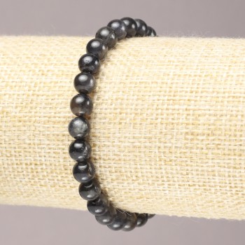 Bracelet élastique en iolite naturelle, bille lisse, diamètre 6,5 mm+