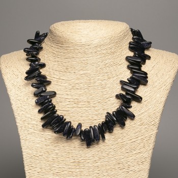 Collier en aventurine Nuit du Caire, éclats en forme d'aiguille, diamètre 20 × 6 mm, longueur 48 cm +