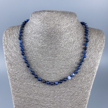 Collier en pierre naturelle sodalite, boules lisses, diamètre 6 mm ±, longueur 48 cm ±