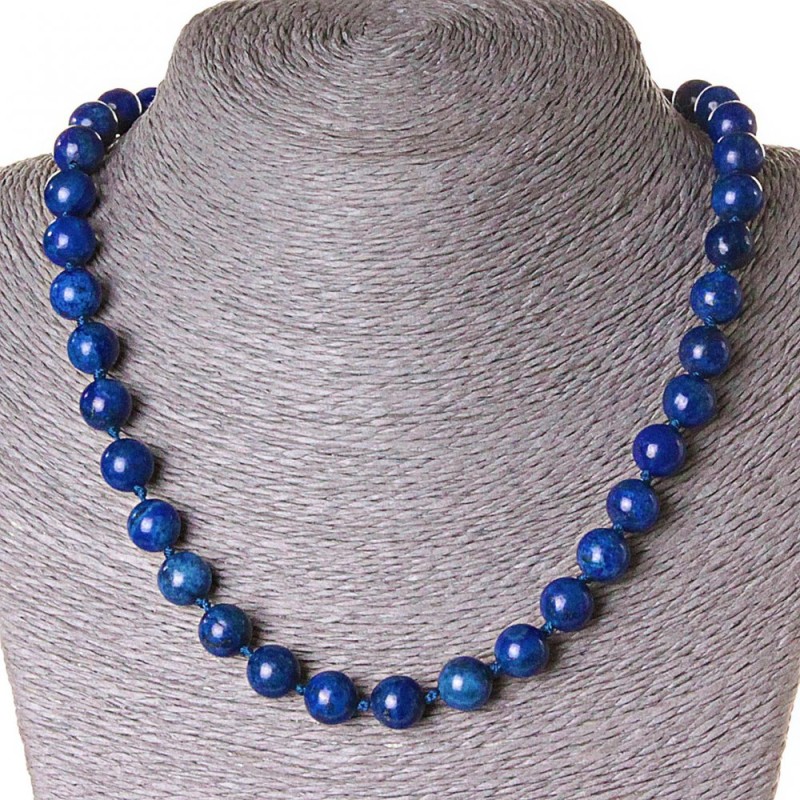 Collier en lazurite, perles de 10 mm, longueur 45 cm