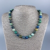 Collier en pierres naturelles chrysocolle et lazurite, perle lisse, diamètre 10 mm ±, longueur 48 cm ±
